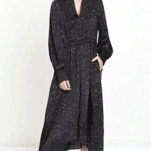 Vince Black Long Sleeve Maxi Dress Polyester Constellation Point Size S/P NWOT